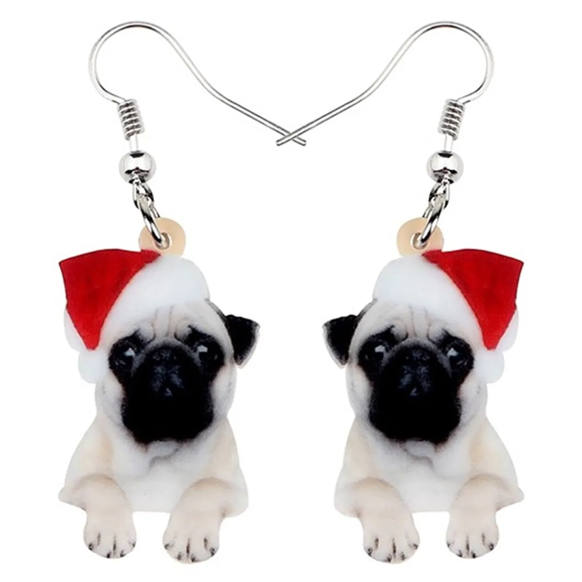 Lampadario pendente Acrilico Natale Dolce Carlino Orecchini a forma di cane Goccia Simpatici animali domestici Regalo Donna Ragazza Adolescenti Kid Festival Charms Decorazione Bulk