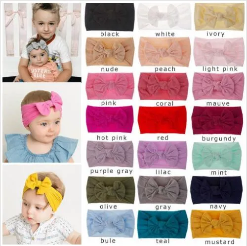 Bébé Bandeau Turban Bowknot Bonbons Couleur Chapeaux Mode Bohême Tête Wraps Boutique Noeud Bande De Cheveux Élastique Glands Cheveux Accesorios B5061