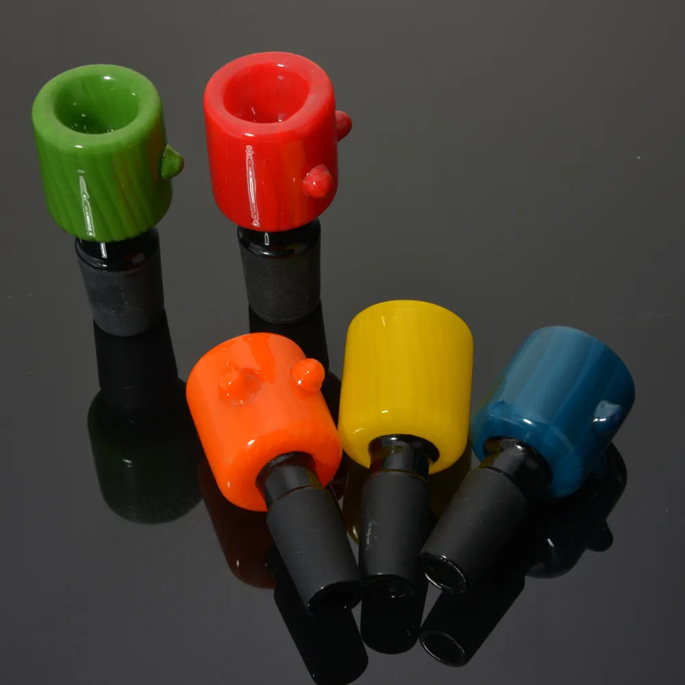 Verre coloré accessoires pour fumer bol porte-herbe en verre 14mm 18mm poignée commune mâle belle glissière pour bongs