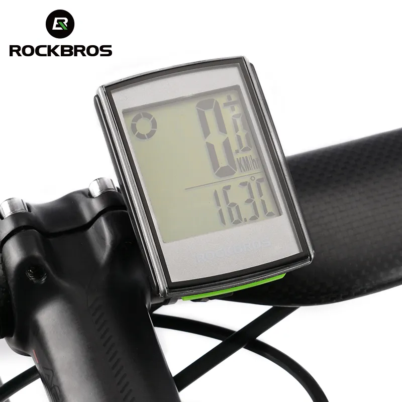 Rockbros Cykeldator Trådlös Stopwatch Vattentät Bakgrundsbelysning LCD-skärm Cykling Cykeldator Speedometer Odomometercykel
