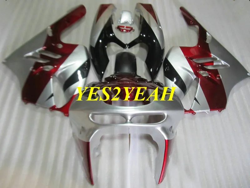 Motorfiets Fairing Body Kit voor Kawasaki Ninja ZX9R 94 95 96 97 ZX 9R ZX-9R 1994 1997 Rood Silver Backings Carrosserie + Geschenken KG30