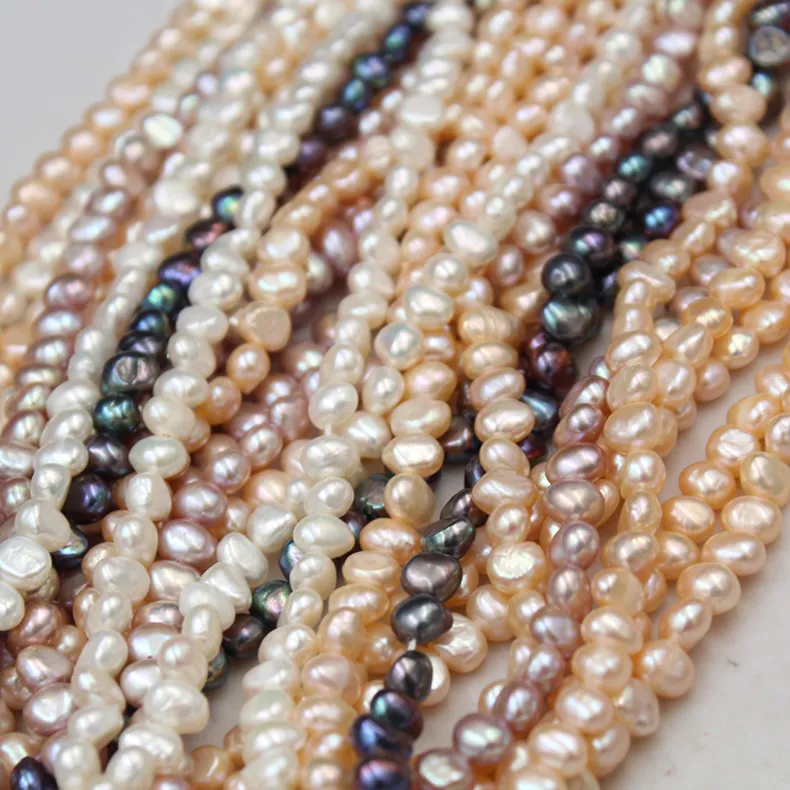 En gros 100% réel 4-9mm multicolores naturelles d'eau douce irrégulière perle perlée en vrac perle brin baroque perle brins collier
