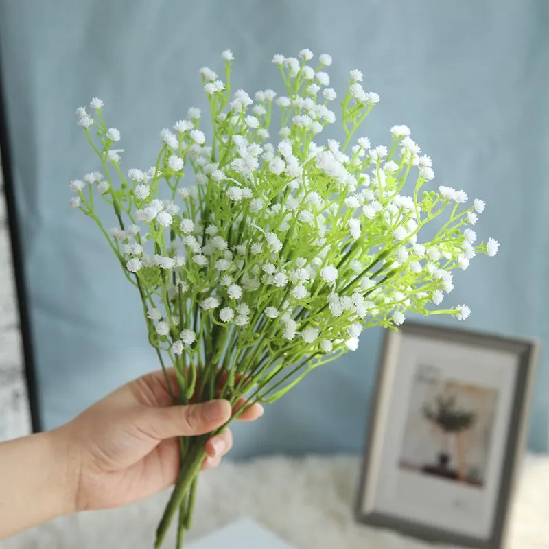 1Pc Babys Breath Artificial Flowers Fake White Flowers Real Touch  Gypsophila Floral in Bulk for Home Wedding Garden Party Decor