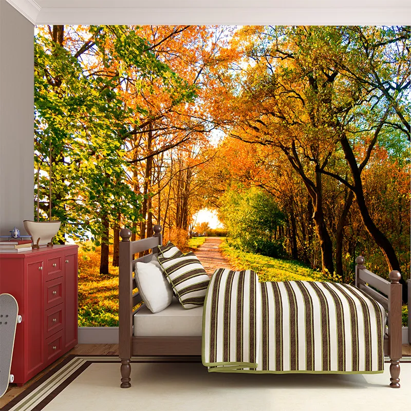 Idyllisch landschap gouden herfst mooie hout persoonlijkheid grote tv studie slaapkamer behang muurschildering achtergrond muurpapier