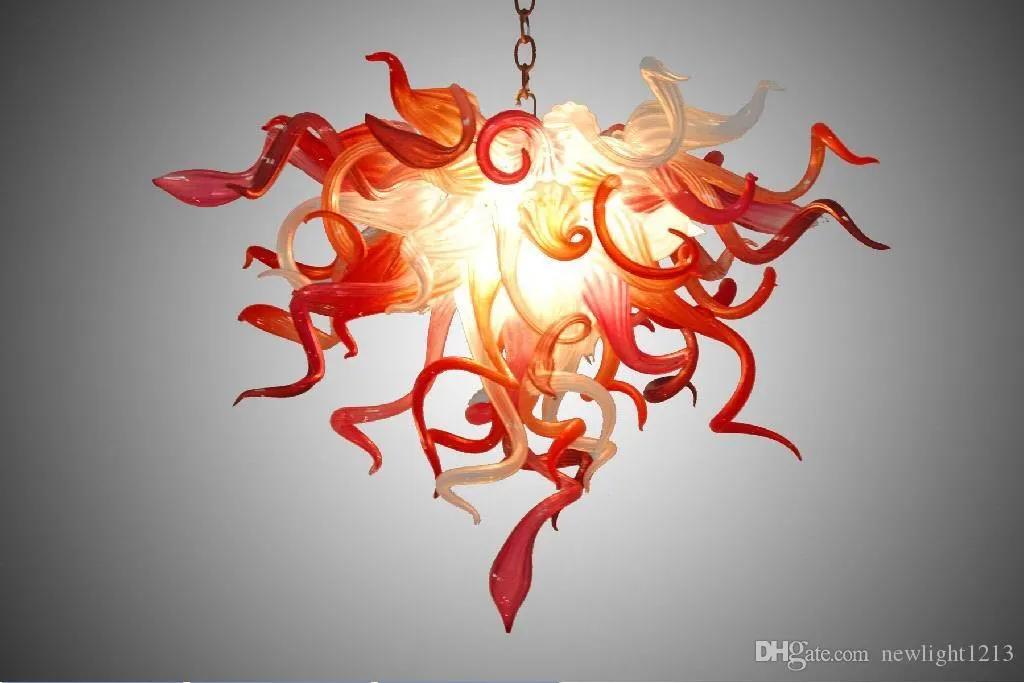 Fancy Ruby Red Tail Design Glass Pipe Art Lampen LED-lampen Uitstekende klassieke kroonluchter LED-verlichting geblazen glazen kroonluchter lichte armatuur