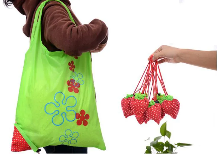Nylon tragbare kreative Erdbeere faltbare Einkaufstasche wiederverwendbare umweltfreundliche Einkaufstaschen Tote Supermarkt Tasche Tasche Handtasche Aufbewahrungstasche