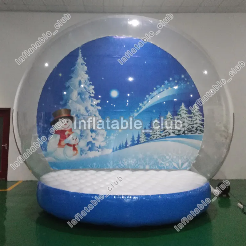 Livraison rapide Christmas Snow Globe Globe Photo Booth Personnalisé Toile de toilette 3M Globe de neige gonflable pour la publicité Dôme à bulles claire avec pompe