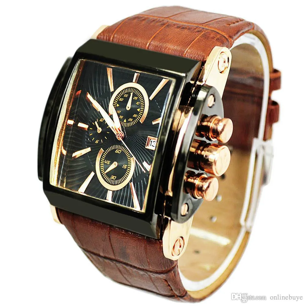 Mężczyźni Zegarek Kwarcowy Skórzany Pasek Auto Date Clock Mężczyzna Moda Casual Analog Big Man Wristwatches Relogio Masculino Drop Shipping