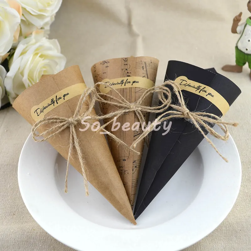 100 pcs papel kraft cones buquê caixas de doces casamento titulares festa de aniversário tubo doce caixa de presente