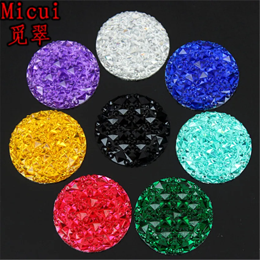 30mm Round Resin Rhinestones Applique Crystal And Stones Flat Back