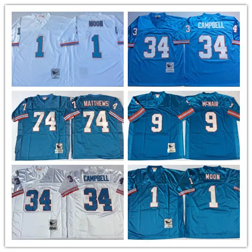 Save Big on Bulk Earl Campbell Jersey NCAA Oilers Vintage Jersey #9 Steve  McNair #34 Earl Campbell #74 Bruce Matthews #1 Warren Moon Jerseys White