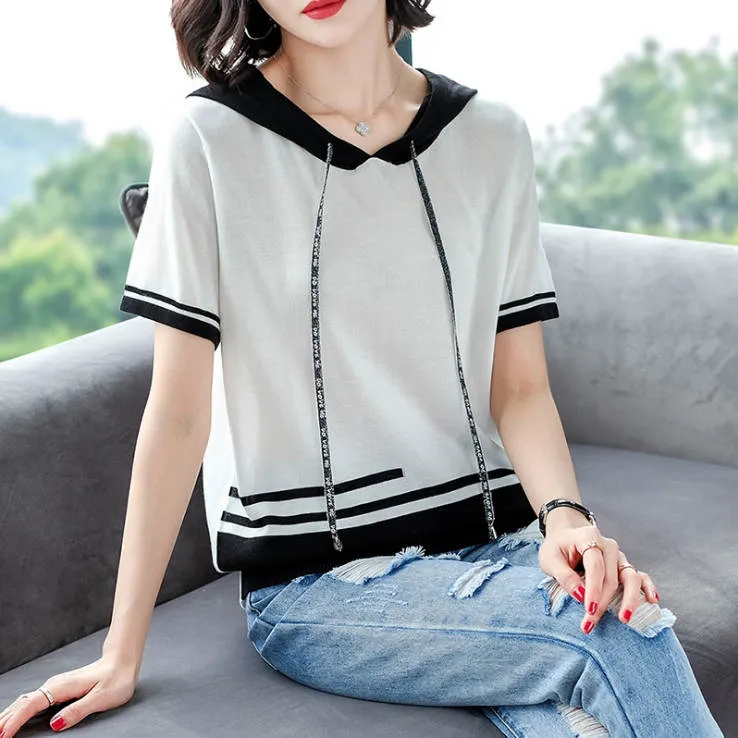 Hooded short on sale sleeve shirt