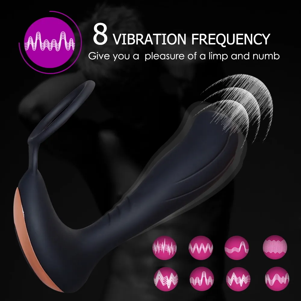 lubricante anal desensibilizante Plug Anal Com Vibro Choque Anel Peniano Duplo e Controle Remoto main image 1