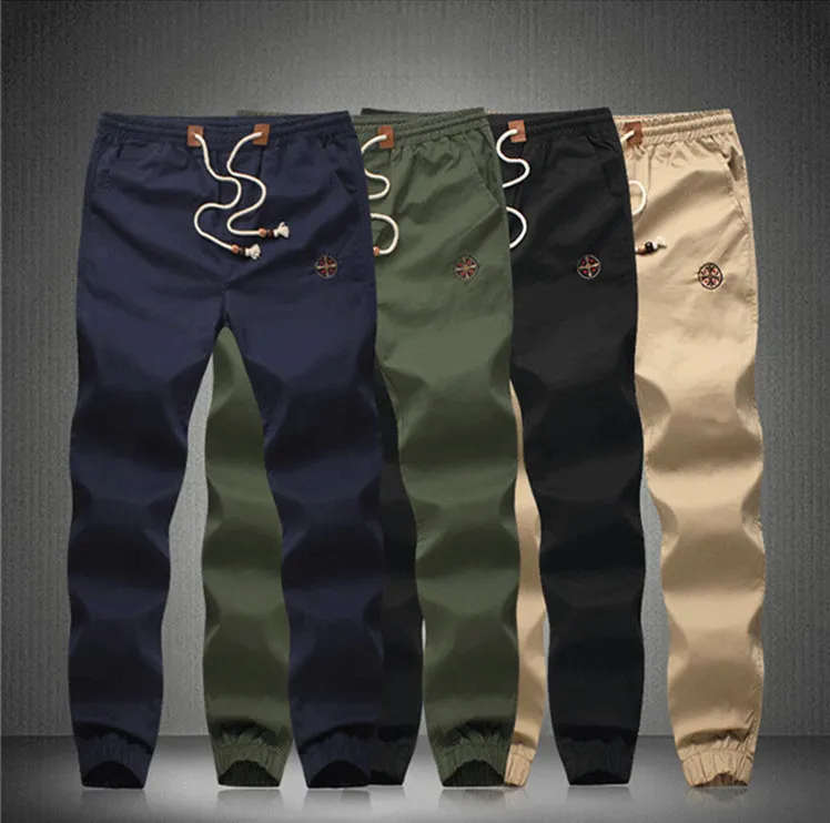 Nueva moda, pantalones de talla grande con cordón para hombre, pantalones de algodón para correr, pantalones para hombre, pantalones Harem para hombre, carga caqui 823