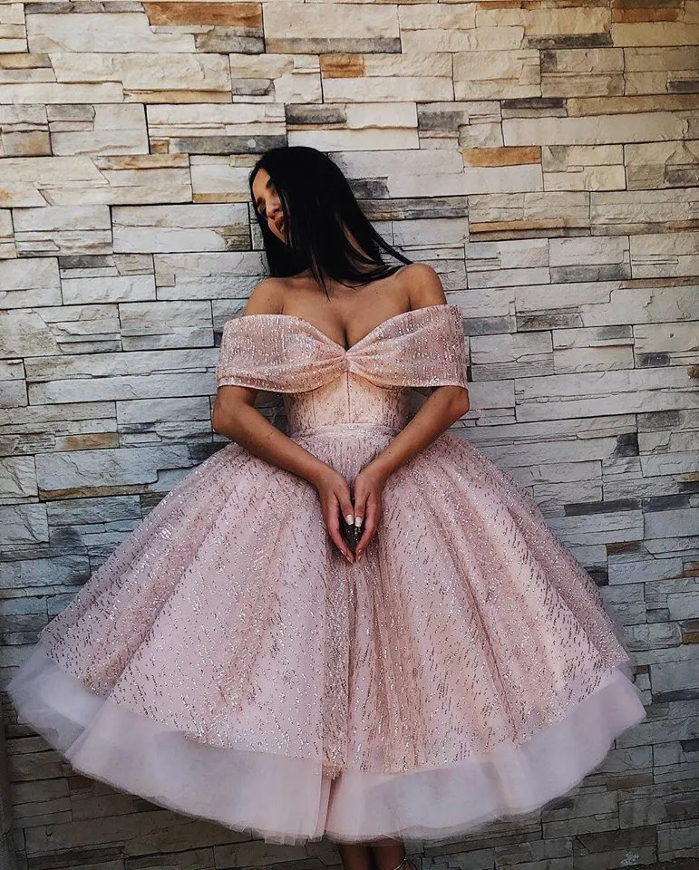 Baljurk Korte Roze Sequin Off Shoulder Homecoming Jurken 2019 Nieuwe Goedkope Sexy Zwarte Meisjes Prom Sweet 16 Dresses