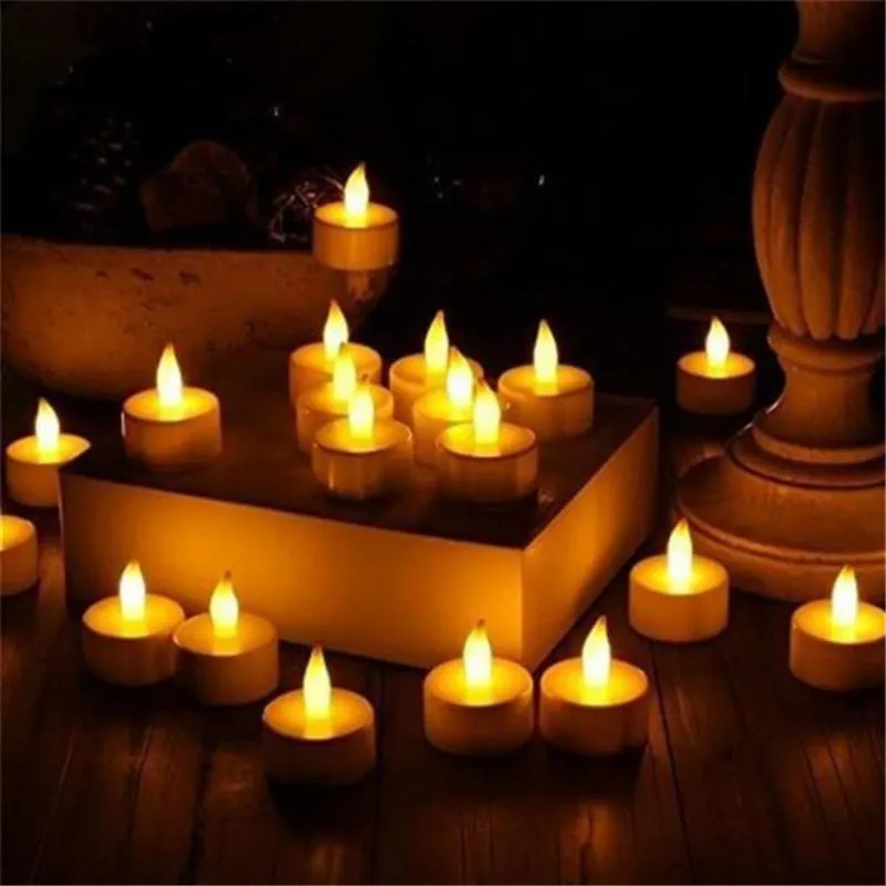 Small LED Tealights, Bright Flickering Bulb Lights - Realistic Electric Fake Candles for Wedding & Home Decor