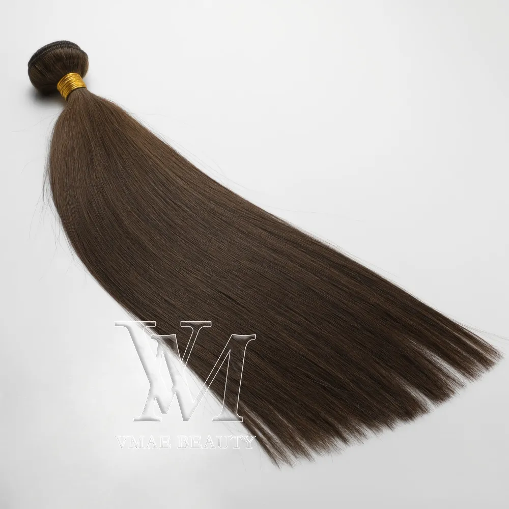 Dubbeldragen 3 buntar / lot piano färg # 2 # 4 100% obearbetad brasiliansk väft Straight Single Donor Virgin Remy Human Hair Extension