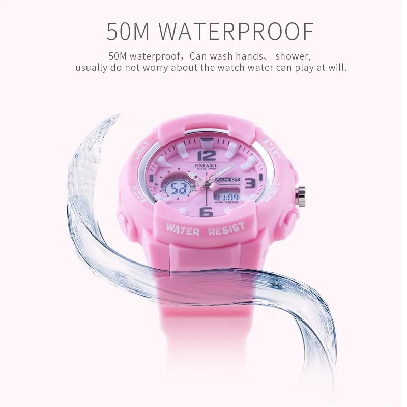 Smael Kids Digital Watches Boys Clock Men Sport Watch Waterproof Kids Led Display Relogio1643 Barnklockor för Girls Digital252m