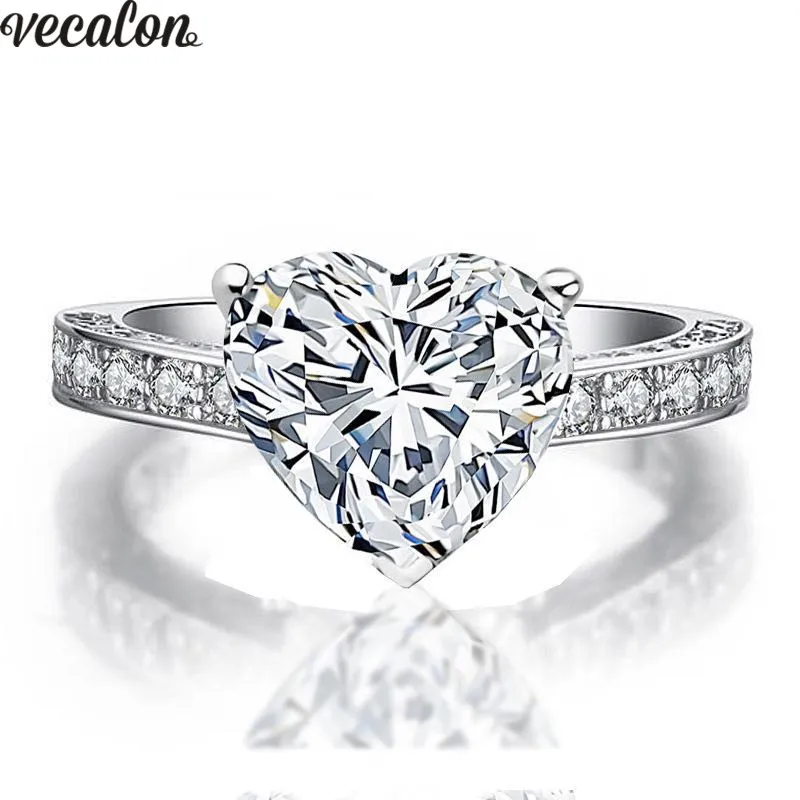 Sterling Silver Heart Promise Ring with CZ Accents Romantic