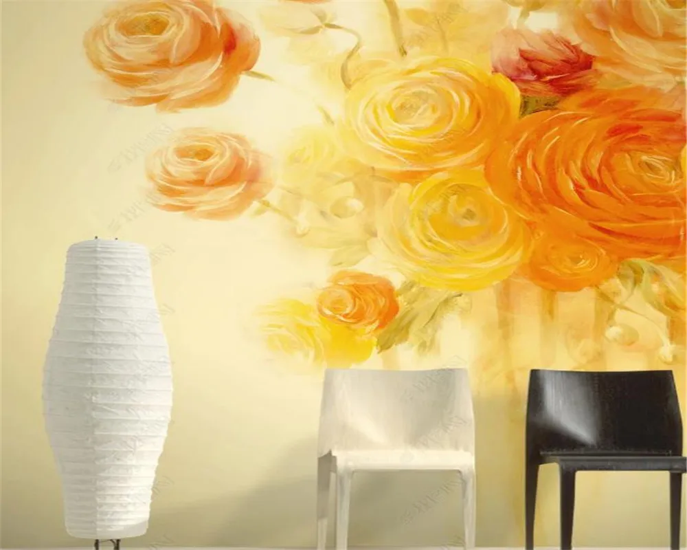 Personalizado romântico floral 3d papel de parede fantasia pintura a óleo europeu flor flor decorativa pintura de seda papel de parede
