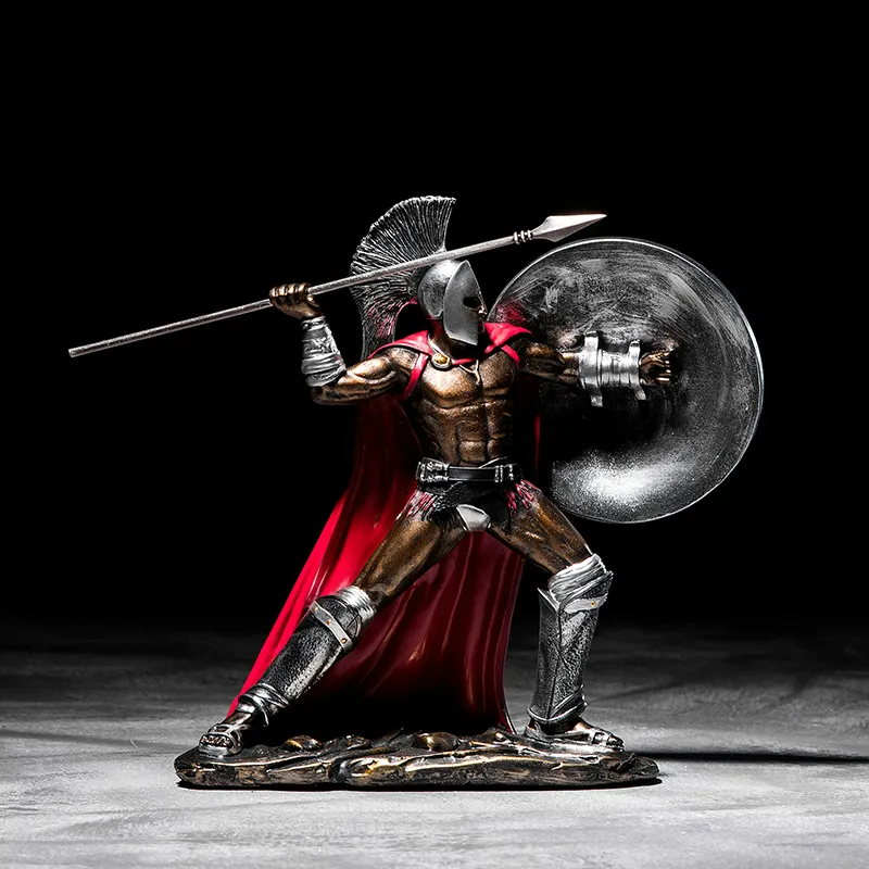 Rome antique Ornement Rétro Spartan Caractère Modèle Résine Artisanat Figurines Décor À La Maison Spartan Warrior Statue Figure Décorer Cadeau T200331