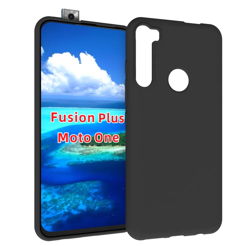 Svart Matt Mjuk TPU Slim Non-Slip Full-Body Protective ShockoProof Case Cover för Moto One Fusion Plus