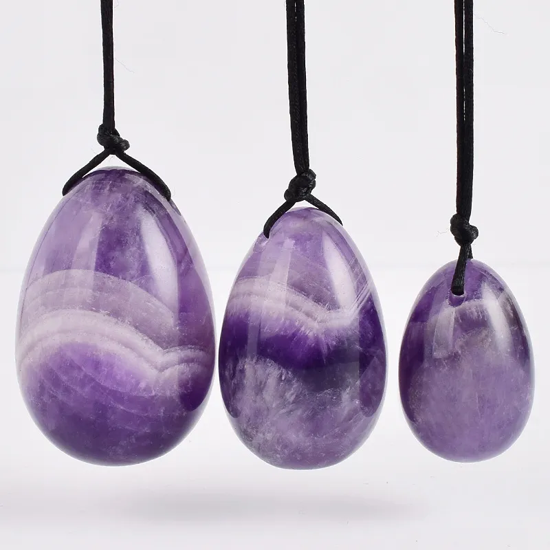 Natuurlijke Crystal Amethyst Quartz Yoni Eieren voor Vrouw Vagina Genezing Massage Crystal Natural Power Stone Yoni Egg Sex Toy