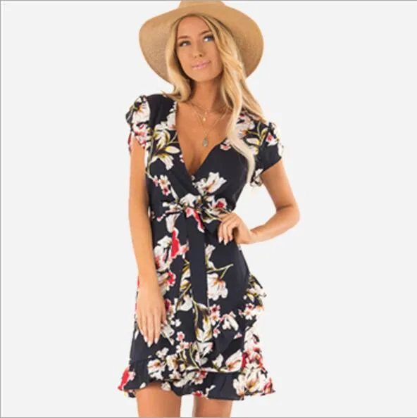 54 Kvinnors Jumpsuits, Casual Dresses, Rompers Kjol Floral Klänning med Ärmlös Klänningar Nuevo Estilo Vestido Para Chicas Mujeres WT19