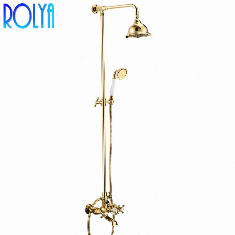 Rolya Crystal Golden Exposed Shower Bathroom Set باثشووير خلاط الحنفيات