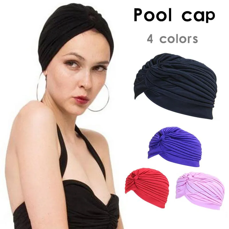 Kadın Yüzme Havuzu Kap Çok Renkli Başörtüsü Bonnet Kapaklar Yoga Açık Spor Kap Yüzme Kapaklar Için
