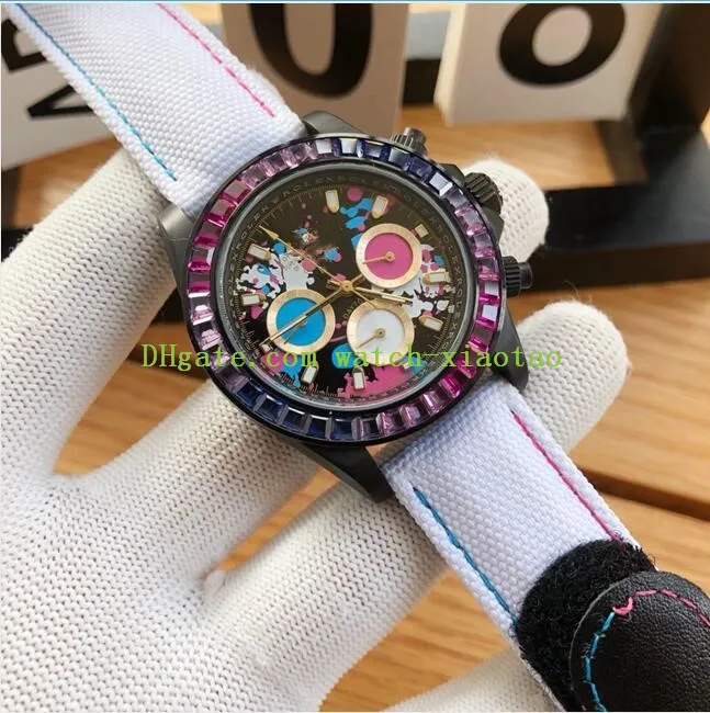 Son Sürüm 6 Stil Lüks İzle Cosm0graph Special Edition Renk Elmas Bezel 116598 Kumaş Kayış 40mm Otomatik Erkek Moda Erkekler İzle