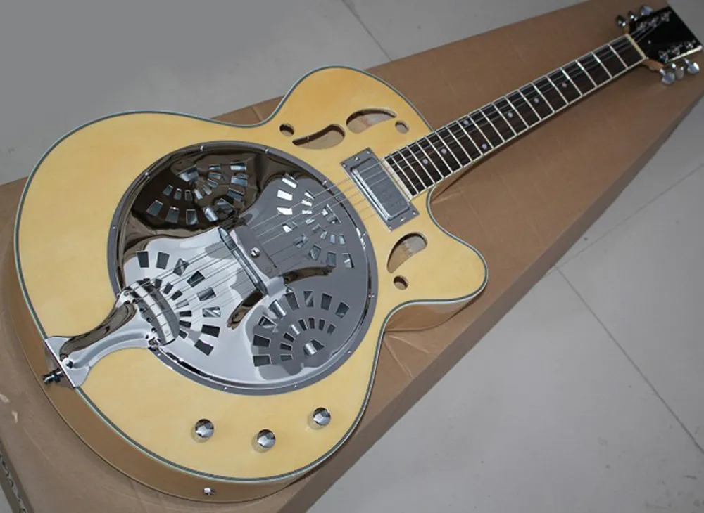 Free shipping natural wood color echo electric guitar with iron cover,rosewood fretboard,can be customized as request