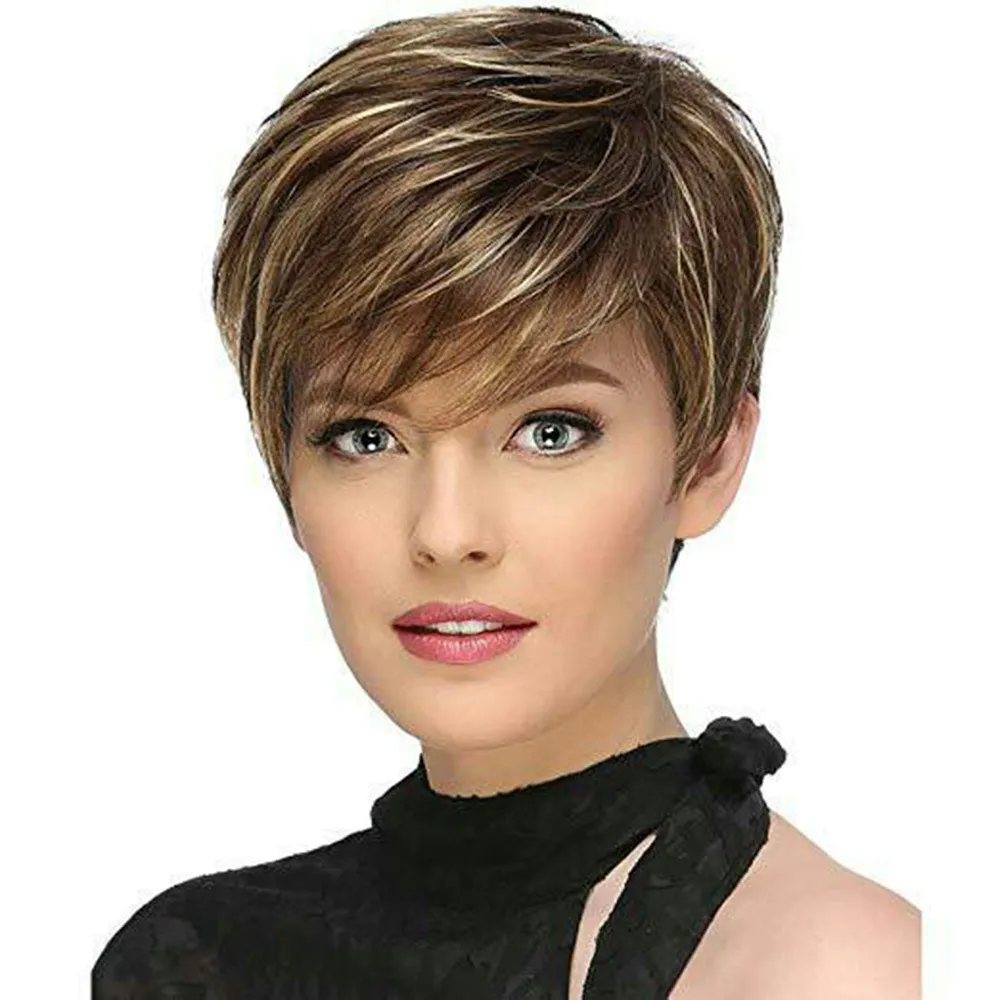 Perruque de cheveux courts de mode 20 Styles perruques synthétiques de dame pour les femmes extension de cheveux Rose filet intérieur