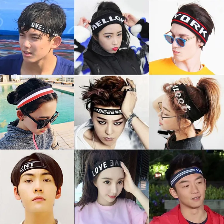 Elastic listrado headbands para mulheres meninas esporte executando bandas de yoga algodão largo faixa de cabelo turbante cabeça de urdidura acessórios