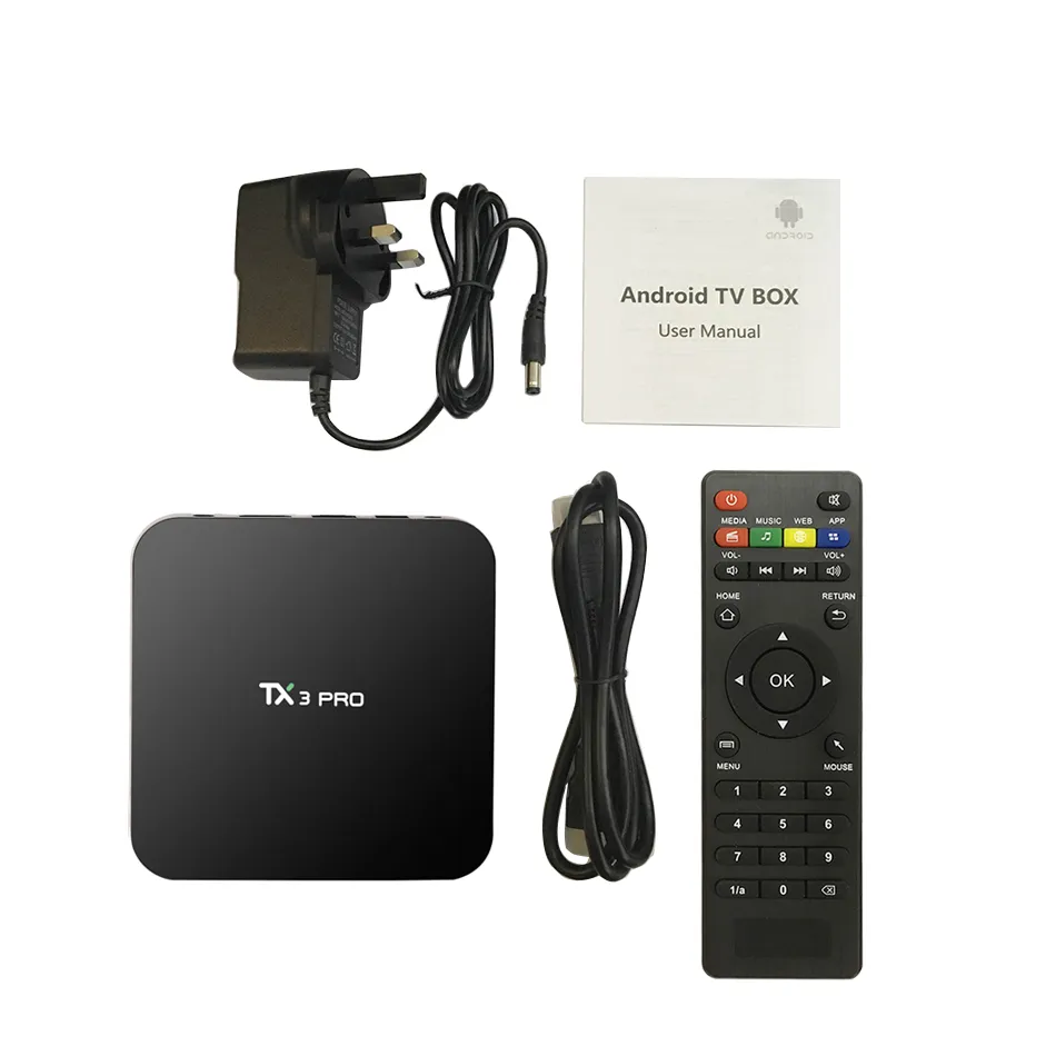 TX3 Pro TV Box Amlogic S905W رباعية النواة 1 جيجابايت + 8 جيجابايت 4 كيلو H.265 VP9 فك تشفير wifi الروبوت 7.1 مربع التلفزيون