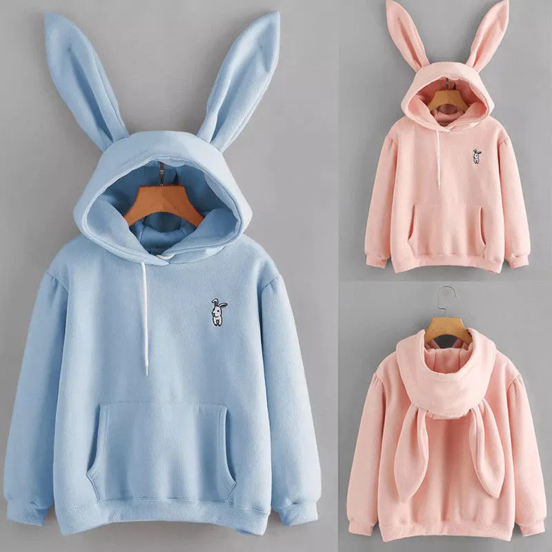 Mulheres Ear Brasão menina manga comprida camisola Hoodies outono inverno algodão com capuz feminina lindo Hoodies com alta qualidade