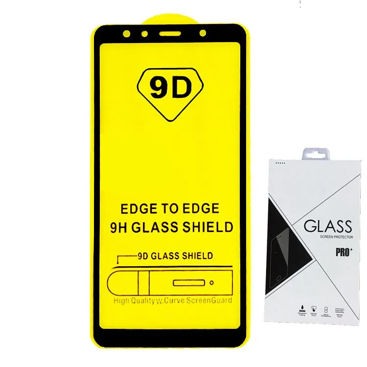 حزمة البيع بالتجزئة غطاء كامل 6D 9D الزجاج المقسى حامي الشاشة AB الغراء لسامسونج غالاكسي M10 M20 J8 زائد A8S A30 A50 500P