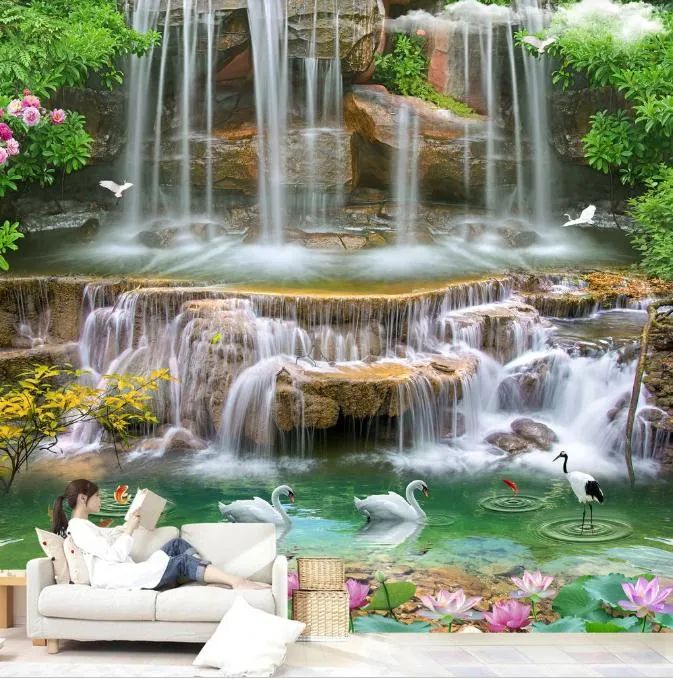 Adesivo Murale 3D Per Porta – Paesaggio Con Cascata (77x200 Cm) – Carta Da Parati Auto-adesiva In PVC - 3