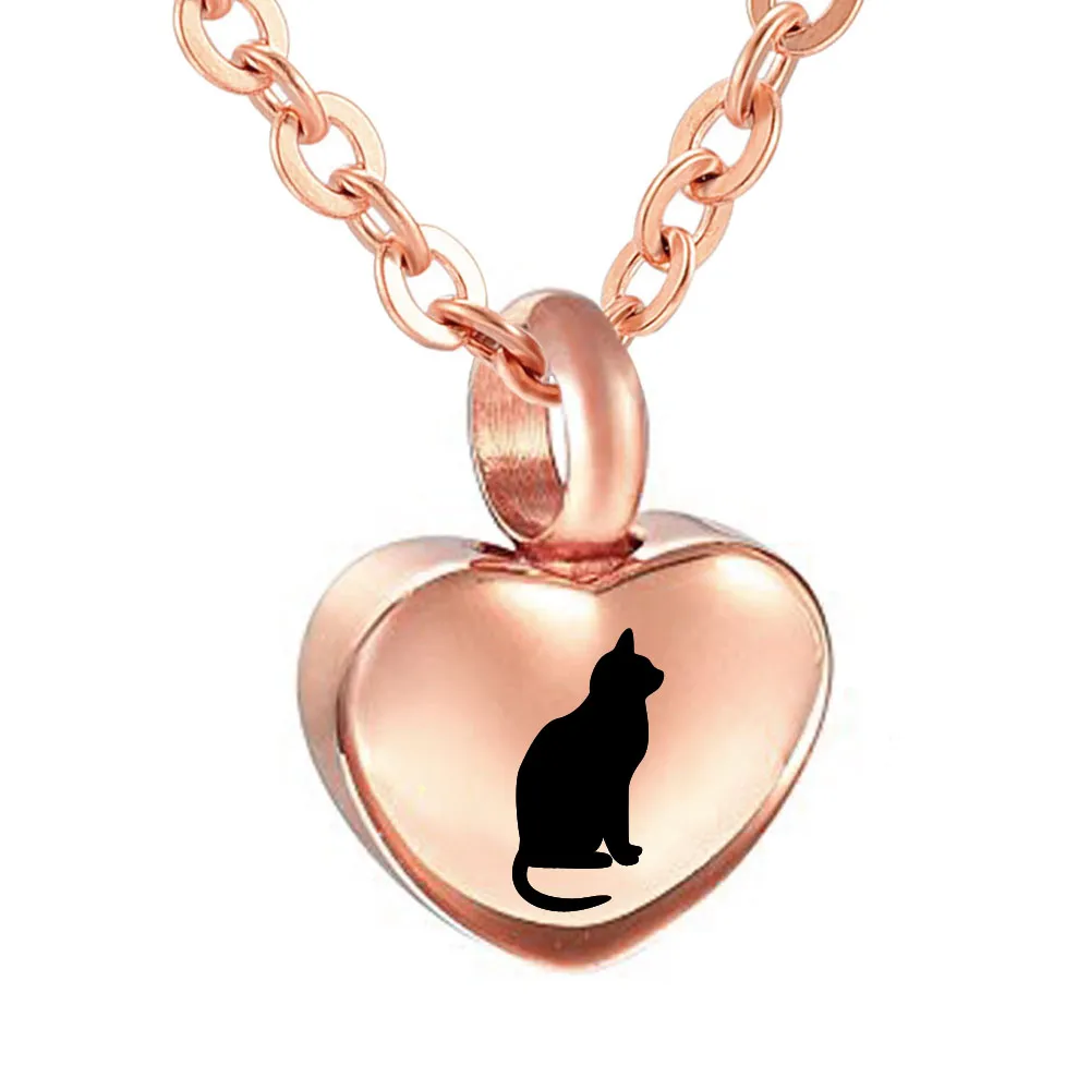 316LStainless Steel small heart Urn Necklace Cremation Urn Pendant pet cat Memorial Keepsake Jewelry