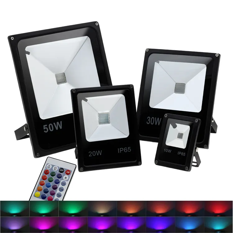 RGB-Flutlichter, 10 W–200 W, RGB-LED-Flutlichter, farbwechselndes LED-Sicherheitslicht für den Außenbereich, IP65, wasserdichtes LED-Flutlicht