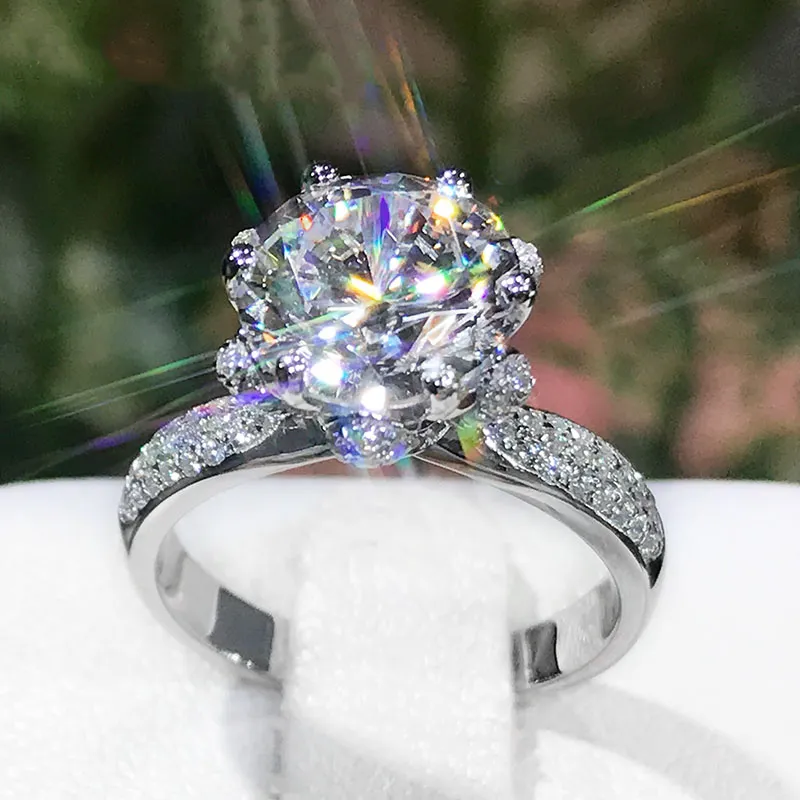 Luxury 2ct Simulated Diamond Engagement Ring With Flower Design In Solid 925 Sterling Silver Perfect 5 Carat Wedding Ring Gift For Women Sizes 5 10 From Fashion7house 13.26 DHgate.Com