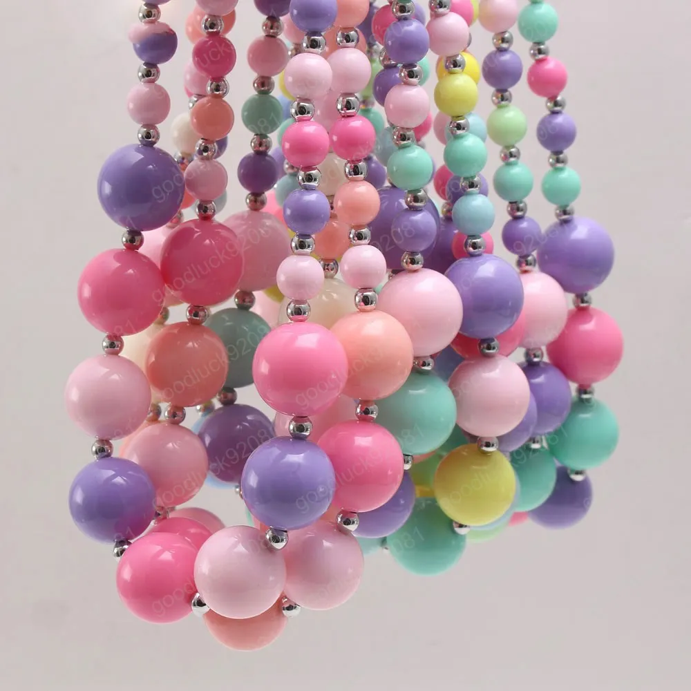 Girls Jewelry Kids Coloful Beads Necklace Candy Color Baby Chunky Necklace Multicolor Children Choker Gift For Party