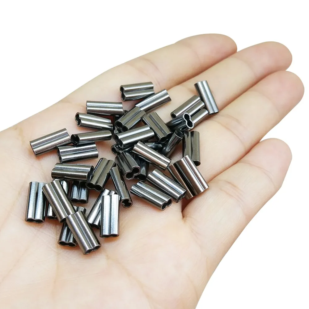 INFOF Brand 500pcs lot F6058 fishing wire crimps double oval copper tube  bass fishing line connector carp fishing tackle2012