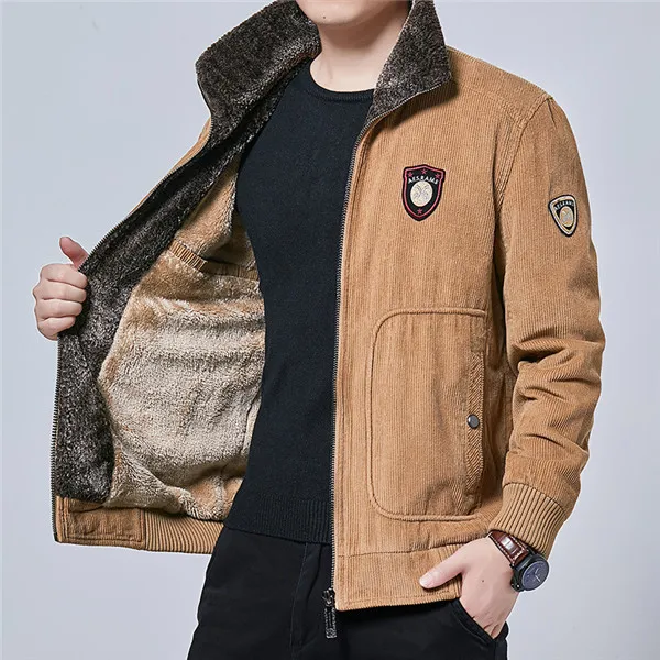 Mäns Jackor 3 Färger Mens Mode Corduroy Bomull Tillfälligt Tjocken Lapels StreetWear Outdoor Jacket Motorcykel Outwear