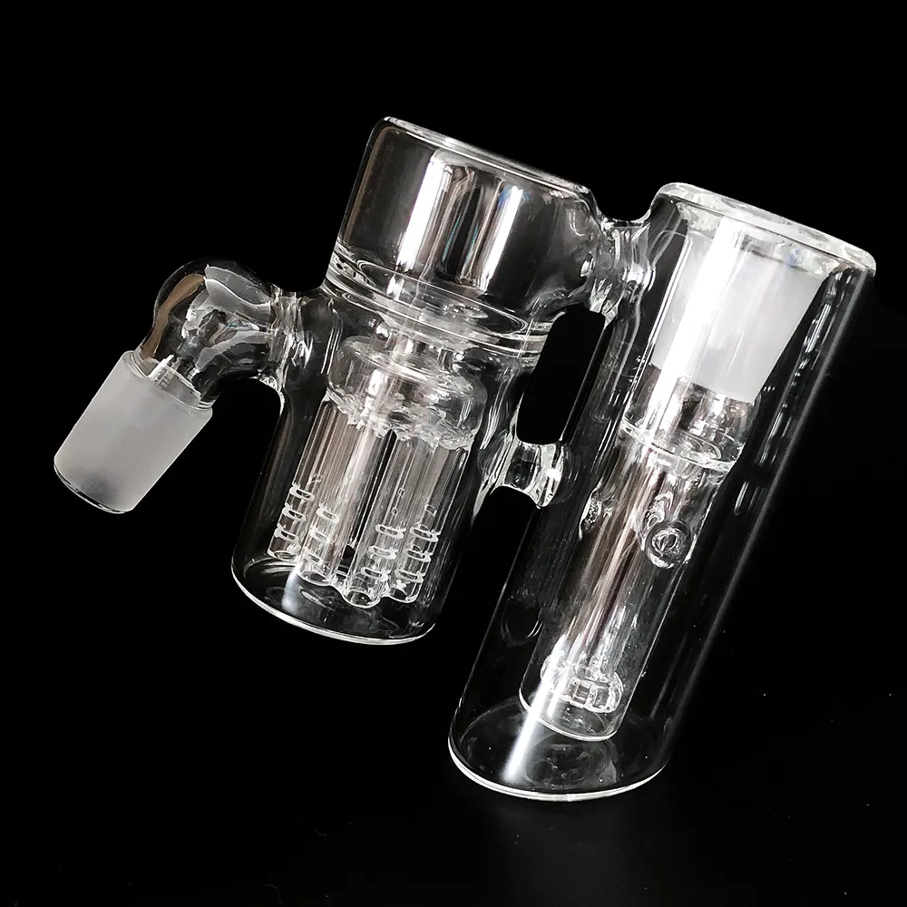 Clear Thick Double Perc Ash Catcher Glass Water Pipes Ash Catcher 8 Arms Tree Chamber Precooler Recycler Heady Blown 14mm 18mm Dab Bongs