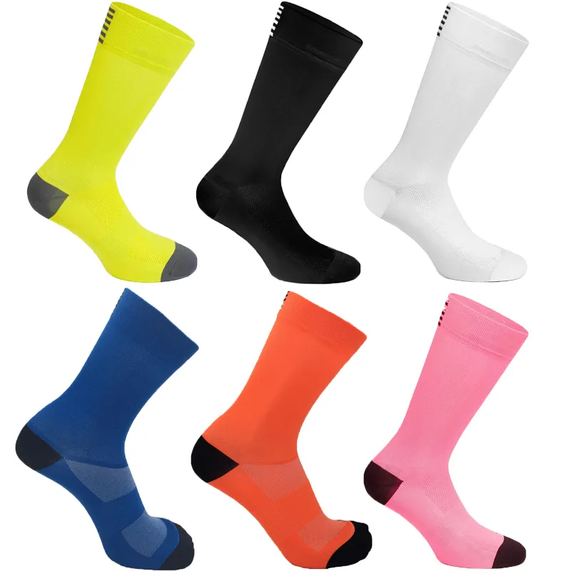 Homens de ciclismo de ciclismo Knee High Sports Running Socks Bicycle Sock