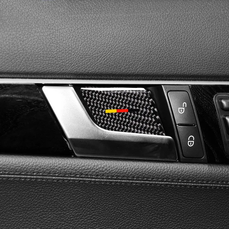 Autocollant de poignée de porte intérieure de voiture en Fiber de carbone, garniture de couvercle de bol, pour Mercedes Benz classe C W204 W205 GLC X205 classe E W212 W213 GL232k 4 pièces