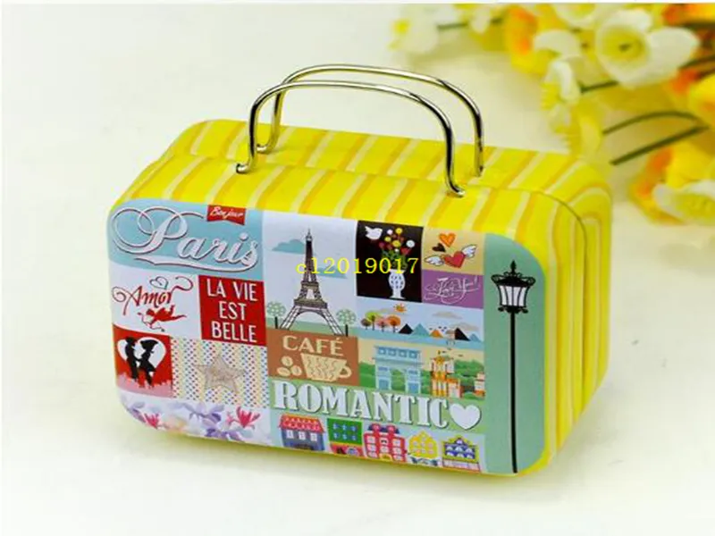 3PC Mini Suitcase Tin Boxes - Small Candy Gift Storage Containers With Hinged Lids