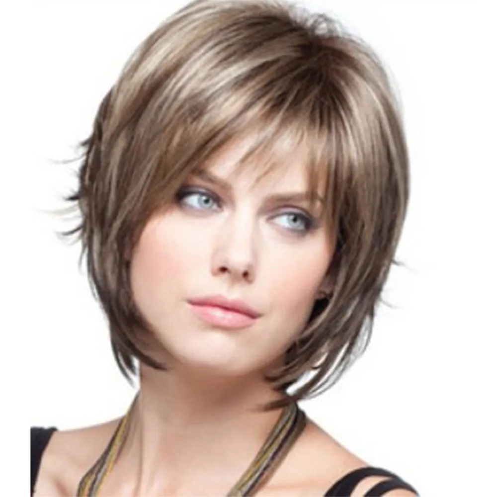 Loira Curto Feminino Feminino Haircut Straight Pelucas Pelo