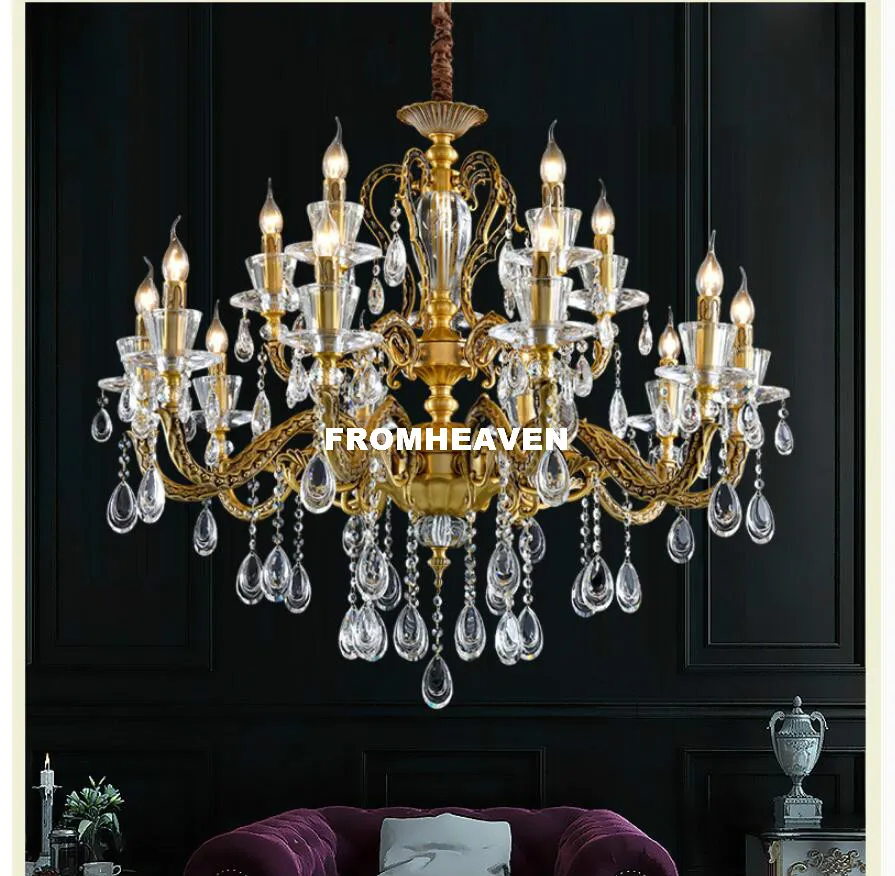 Frete grátis Lustre de cristal Para Sala Bronze chandelier decoração moderna Lustres Iluminação Cozinha Hanging Lamp